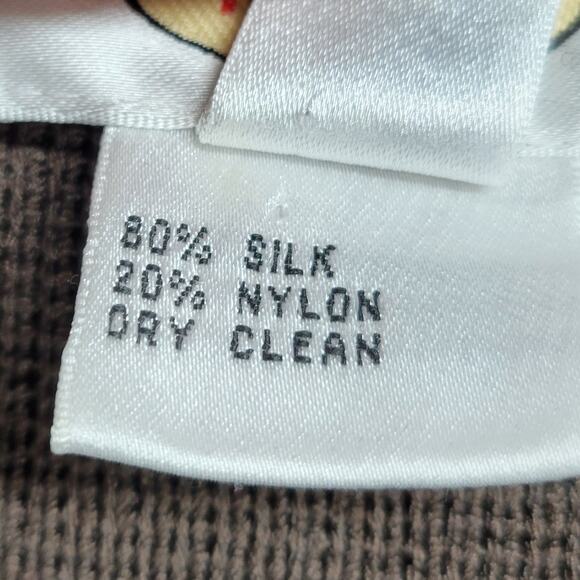 Talbots Silk Cardigan Womens M Brown Knit Button Down Faux Pockets Sweater - Picture 4 of 16